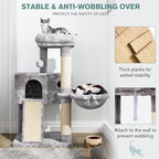 IMUsee Cat Tree for Indoor Cats, Multi-Level Cat House Condo with Large Perch, Scratching Posts, Hammock, Cat Climbing Stand with Toy for Small Cats Kittens Play Rest, 36" Tall, Grey