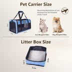 TSA Pet Carrier Airline Approved for Small Cats and Puppy, Cat Carrier Soft Fits Pets Up to 15 lbs, Dogs Carrier Bag with Litter Box Foldable, Ideal for Travel, Car Rides, and Vet Visits