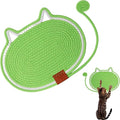 Cat Scratcher Mat Natural Cotton Rope Oval Horizontal Floor Cat Scratch Bed Pad with Ball Toy Protector for Furniture Floor Wall (Green, 1PC)