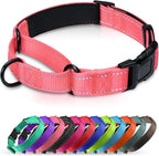 Martingale Collar for Dogs with Quick Release Buckle, Reflective Soft Padded & Escape Proof, Adjustable Nylon Dog Collars for Training & Daily Walking (Neon Pink,M)