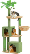 53-Inch Green Cat Tree with 2 Condos for Indoor Cats,Cat Tower with Scratching Posts for Small Cats,Cactus Cat Tree Tower with Hammock and Cat Toys