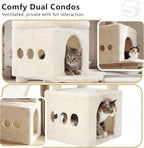 Heybly Cat Tree, 72.4-Inch Anti-Tip Cat Tower for Large Cats, All-in-One Cat Furniture with Spacious Perches, Multiple Interactive Areas, Extra-Large Sisal Scratching Board, Beige HCT060M