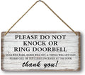 Baby Sleeping Sign For Front Door Please Do Not Knock Or Ring Doorbell Sign Funny Welcome Go Away Signs No Soliciting Sign For Home Don'T Disturb Hanging Sign Wall Decor