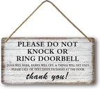 Baby Sleeping Sign For Front Door Please Do Not Knock Or Ring Doorbell Sign Funny Welcome Go Away Signs No Soliciting Sign For Home Don'T Disturb Hanging Sign Wall Decor