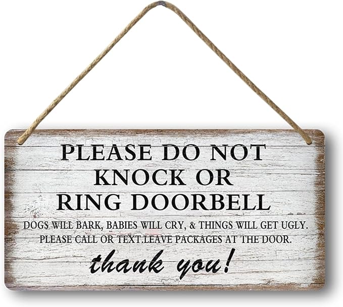 Baby Sleeping Sign For Front Door Please Do Not Knock Or Ring Doorbell Sign Funny Welcome Go Away Signs No Soliciting Sign For Home Don'T Disturb Hanging Sign Wall Decor