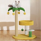 Coconut Palm Cat Tree 27" Cute Cat Tower for Indoor Cats Sisal Covered Scratching Post Dangling Ball Small-Medium Cats