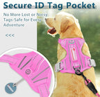 BARKBAY Dog Harness No Pull Oxford with ID Tag Pocket - Heavy Duty, Reflective, Easy Control for Large Dogs(Pink Oxford,S)
