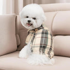 PUPTECK Plaid Dog Shirt, Cute Puppy Cat Polo T-Shirt, Soft Pet Clothes Outfit for Small Medium Dogs, Costume M