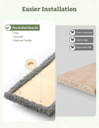 5-in-1 Cat Wall Shelves, Solid Wood & Velvet & Sisal Scratcher, 44lbs Max Load, Wall Mounted Cat Furniture for Climbers, Cat Climbing Wall System, Fits Drywall & Solid Walls - Cool Gray