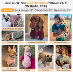 BEAUTYZOO Small Dog Hoodie Sweater with Pockets, Dog Clothes for Small Medium Dogs Boy Girl, Waffle-like Laminated Cotton Pet Coats with Hat and Leash Hole, All Weather Coat for Puppy Doggie Chihuahua