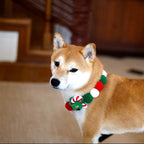 Elegant little tail Dog Christmas Costume 1PC Red Christmas Collar Soft Funny Pet Collars Headgear Adjustable Pom-Pom Headdress Cute Collar for Medium Dog Pet Party Accessories Costume