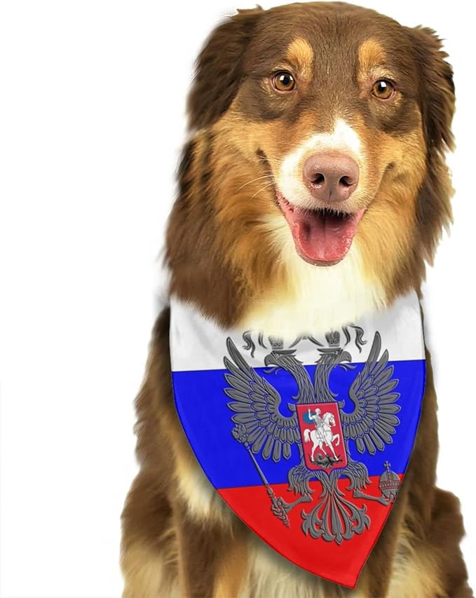 Dog Bandanas Russian Eagle Emblem Flag Pet Bandana Scarf Triangle Bibs Kerchief Accessories for Dogs Cats