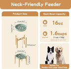 Ceramic 1.6 Cup Dog Raised Slow Feeder Set, Elevated Bowl with Wooden Stand for Medium and Large Dog, 8.2inch Slow Feeder Dish for Fast Easters, Anti-Gulping(Light Green, Single Bowl+ Stand)