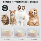 Bulldog Bowl Anti-Slip Dog Cat Dish Detachable Rubber Dog Bowl Pet Sterile Tilted Pet Feeder Slope Base (Lightpink, 2 Cup (Small/Medium Dog))