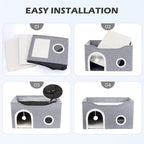 Heeyoo Cat House for Indoor Cats - Large Cat Bed Cave with Fluffy Ball and Scratch Pad, Foldable Cats Houses & Condos, Cat Hideaway, Covered Kitty Bed for Multi Small Large Kitty, 23.8x15.9x13.2 Inch