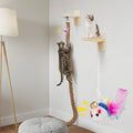 Weysat Cat Tree with 2 x 59.1 Inch Climbing Rope Wall Mounted Cat Climbing Tower Toy with Scratching Post Kitten Rope Ladder with Jumping Platform Wall Steps for Playing and Rest (Wood,with Toys)