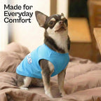 Parisian Pet Dog Shirt – 100% Cotton Shirts for Medium Dogs – Blue Sleeveless Puppy Clothes – Lightweight and Breathable Dog Apparel – Boy Dogs Clothes - Stretchy Pet T Shirts
