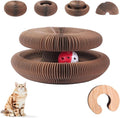 Foldable Cat Scratcher Toy (Wood Grain) - Interactive Reversible Kitty Toy with Bell for Anxiety Relief & Exercise | Clearance - Limited Stock