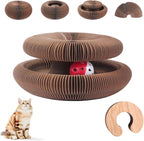 Foldable Cat Scratcher Toy (Wood Grain) - Interactive Reversible Kitty Toy with Bell for Anxiety Relief & Exercise | Clearance - Limited Stock