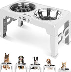 Elevated Dog Bowls for Medium Size Dogs, Non-Slip Dog Feeder with 1*Stainless Steel Dishes & 1*Slow Feeder Bowl, 5 Heights Adjustable Raised Bowls to 3.15″-8.66″-9.84″-11.02″-12.2″