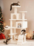 YITAHOME 190.5 cm Tall Heavy Duty Cat Trees for Large Cats, 75inch Maine Coon Tower Indoor with Scratching Post, Hammock, Cat Condo for Adult Cats,Beige