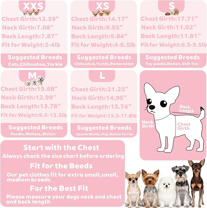 Fleece Dog Pajamas Winter Warm Dog Sweater for Small Dogs Thermal Soft Puppy Pjs Coat Stretchy Jumpsuit Doggie Pet Clothes Outfits Cat Apparel (Pink, Large)