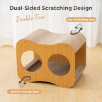 Avont Cat Scratcher House, 2-in-1 Scratch Cardboard & Scratching Pad for Indoor Cats, Double-Layer Scratch Box and Corrugated Board for Kitty -Curved