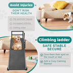 Dog Ramp for Bed, Adjustable Pet Ramps for Dog to Get on Bed, Non-Slip Rubber Surface - Folding Wooden Dog Ramp for Small/Large/Old Dogs, Adjustable up to 31 inch High Beds, Safety Railings
