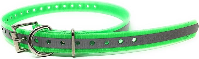 Replacement Strap for SportDOG Collars - 3/4" Ultra-Durable Dog E-Collar Replacement for Training, Bark, Shock, Electric, and GPS Collars - 28" Adjustable Length (Reflective Neon Green- FBA)