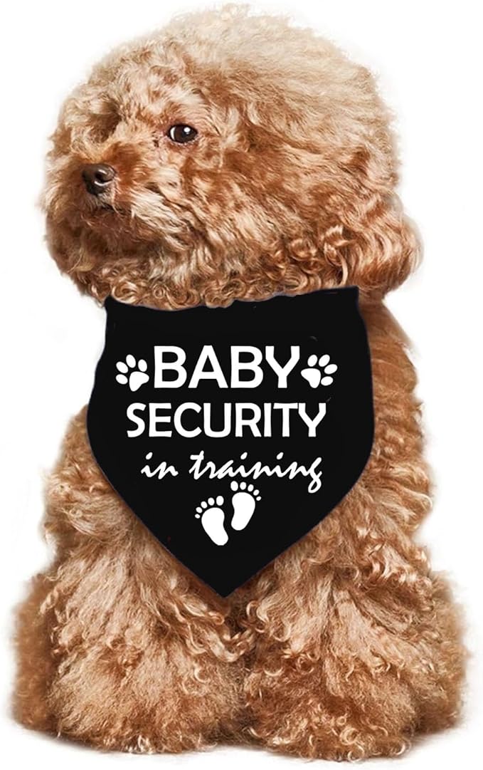 Pregnancy Announcement Dog Bandana Baby Security in Training Printed Bandanas Baby Announcement Dog Bandanas Pregnancy Reveal Ideas Pet Scarf Accessories (2 Pack)