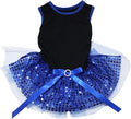 Petitebella Plain Sequins Tutu Puppy Dog Dress (Black/Blue, X-Small)