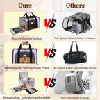 Cat Carrier Dog Carrier - Soft-Sided Cat Carrier with Plush Pad & Cooling Mat, Easy-Load 4-Side Zipper & 3-Side Mesh Ventilation, Pet Carrier Airline Approved for Cats/Dogs Up to 16 lbs, Purple