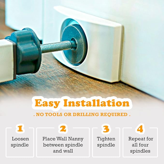 Wall Nanny 2-Pack - Works with 2 Gates - Baby Gate Wall Protector (Made in USA) Protects Walls and Doorways from Pet Gates - for Pressure Mounted Indoor Safety Baby Gates - White