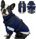 MIGOHI Warm Dog Coat Waterproof Small Dog Jacket with Harness,Reflective Fleece Snowsuit for Dogs,Windproof Puppy Coats with Legs for Cold Weather,Adjustable Pet Clothes for Puppies,Xs,NavyBlue