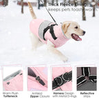 AOFITEE Dog Coat, Large Dog Jacket, Dogs Coat with Harness Built in, Reflective Waterproof Dogs Jackets Winter with Furry Collar, Warm Polar Fleece Pet Sweater Snowsuit for Doberman, Great Dane XXXL