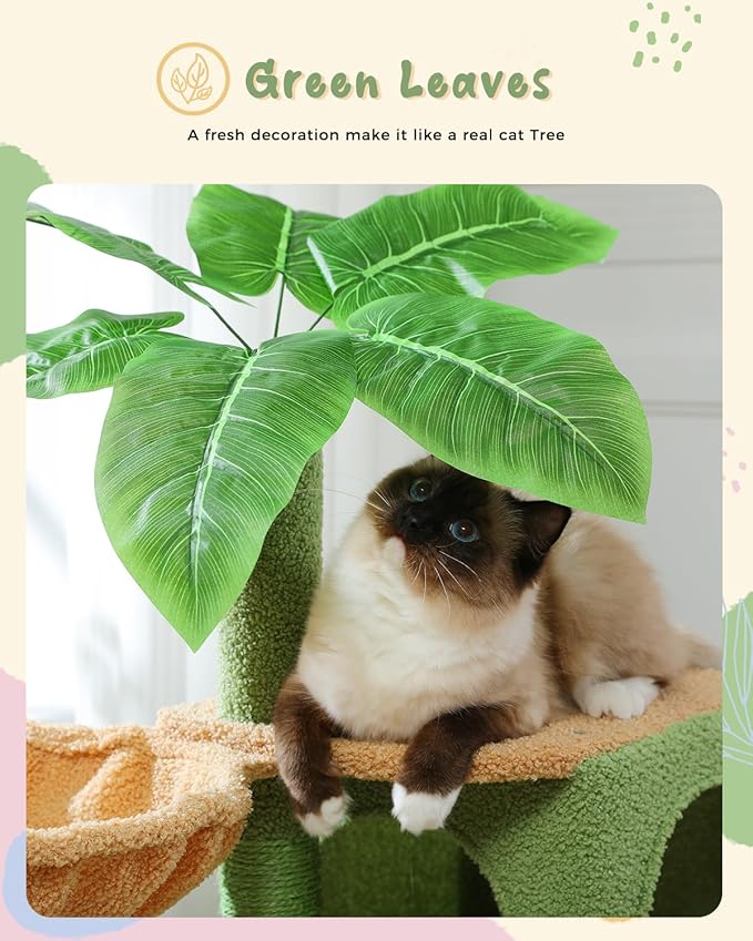 PEQULTI 31" Cat Tree for Indoor Cats, Multi-Level Cat Tower with Cozy Cat Condo Clearance Prime, Green