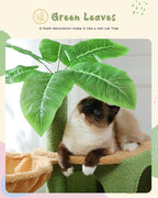 PEQULTI 43'' Cat Tree for Indoor Cats,Cat Tower Climbing Tree with Cat Scratching Posts, 2 Big Condos and Deep Hammock,Activity Tree for Kittens, Green