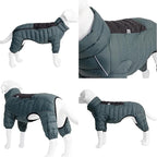 ArmyGreen Dog Jacket, 4-Legs Covered Waterproof Windproof Reflective Warm Dog Vest, Zippered Adjustable Outdoor Snow Jacket for Small/Medium/Large Dogs - XXXL