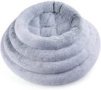 SHENGOCASE Round 12" Fluffy Faux Fur Cat Tree Tower Replacement Parts Bed Cushion with Hook Tapes, Round Donut Cuddler Cat Dog Bed for Desk Table