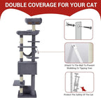 GarveeHome 67 in Cat Tree for Large Cats, Features Scratching Post, Cat Condo, Platforms, Tunnel, Hammock, Food Station & Bowls – Ideal for Indoor Cats, Dark Gray