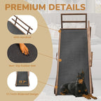Dog Ramp for Bed, 5 Level Adjustable Dog Ramp for High Beds, Upgrade Rubber Mat High Traction Ramp with Safety Rails, Folding Pet Ramp for Bed, Couch,SUV, Natural Wood Pet Ramp for Small & Old Dogs