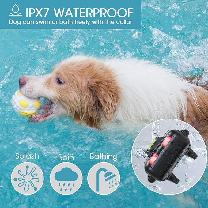 2640 Ft Remote Training Collar with Dog Locator Light, IPX7 Waterproof Rechargeable E-Collar with Humane Beep, Vibration, Static Modes, Fits 8-120lbs Dogs