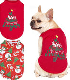 KOOLTAIL Christmas Shirts Clothes-2 Pack Dog Sleeveless Vest with Cute Printing, Soft Stretchy Breathable Cotton Pet T Shirt Apparel for Extra Small Medium Girl&Boy Dogs Puppy Cats