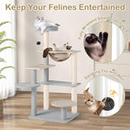 Tangkula Modern Cat Tree, 44 Inch Multi-Level Cat Tower with Removable Padded Top Perch, Sisal Scratching Posts, Jumping Platforms, Dangling Ball, Kitty Activity Center for Indoor Cats