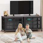 EasyCom 41"/33"/27" Dog Crate Furniture with Name Tag, Heavy Duty Dog Kennel Indoor for Medium Dogs, Double-Doors Sturdy Metal Dog Cage for Anxiety Dog, Decorate House as TV Stand, End Table