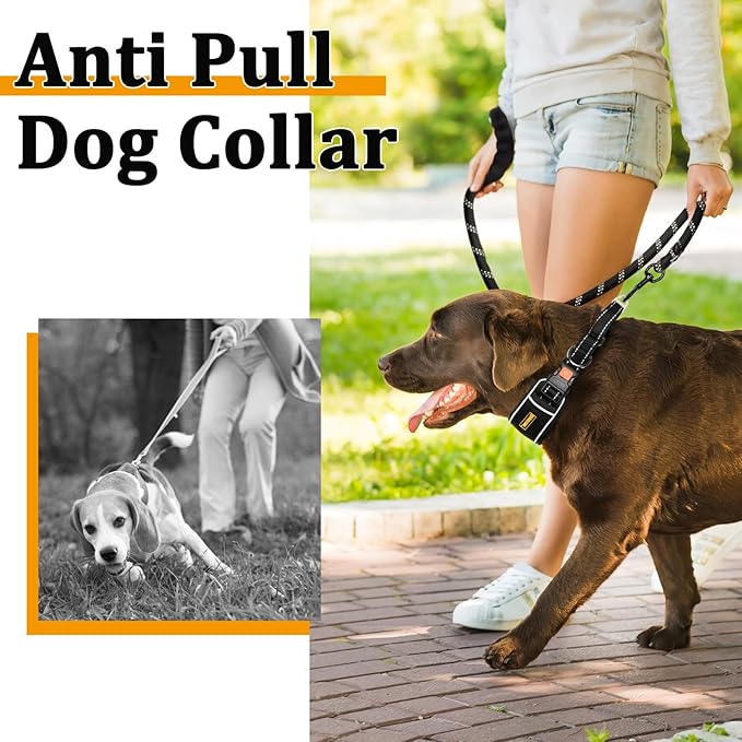 Mayerzon Martingale Dog Collar No Pull for Large Medium Dogs, Adjustable Neoprene Walking Collar for Pitbull German Shepherd Rottweiler, Reflective Anti Pull Design for Training Hiking(M, Black)