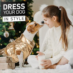 AOFITEE Dog Jacket, Dog Winter Coat, Warm Dogs Coat, Fleece Dogs Puffer Jacket, Windproof Waterproof Pet Snowsuit, Cozy Female Male Pet Snow Jackets Fleece Vest with Snap Closure, Gold, XL
