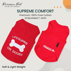 Parisian Pet Dog Shirt – 100% Cotton Shirts for Medium Dogs – Sleeveless Red Lifeguard Puppy Vest – Lightweight and Breathable Pet Apparel – Pullover Summer Dog Clothes - Stretchy T Shirts for Dogs
