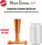 SPOT Bam-Bones Plus T Bone - Bamboo Fiber & Nylon, Durable Long Lasting Dog Chew for Aggressive Chewers – Toy for Dogs & Puppies Under 60lbs, Non-Splintering, 6in, Allergen Free Peanut Butter Flavor