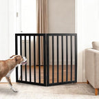 ZJSF Freestanding Indoor Dog Gate for House Foldable Wood Black Puppy Gate for Doorways Pet Gate for Stairs Extra Wide Pet Fence 32" Height 2 Panels